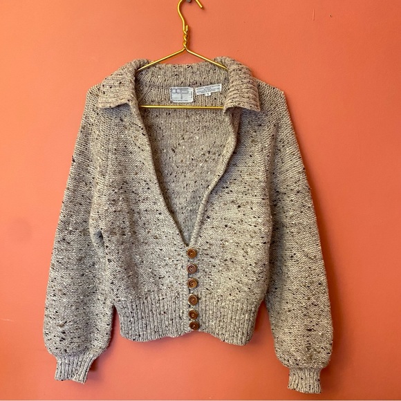Vintage PQs Peter G’s General Store Chunky Knit Oatmeal Sweater / Cardigan - Picture 2 of 9